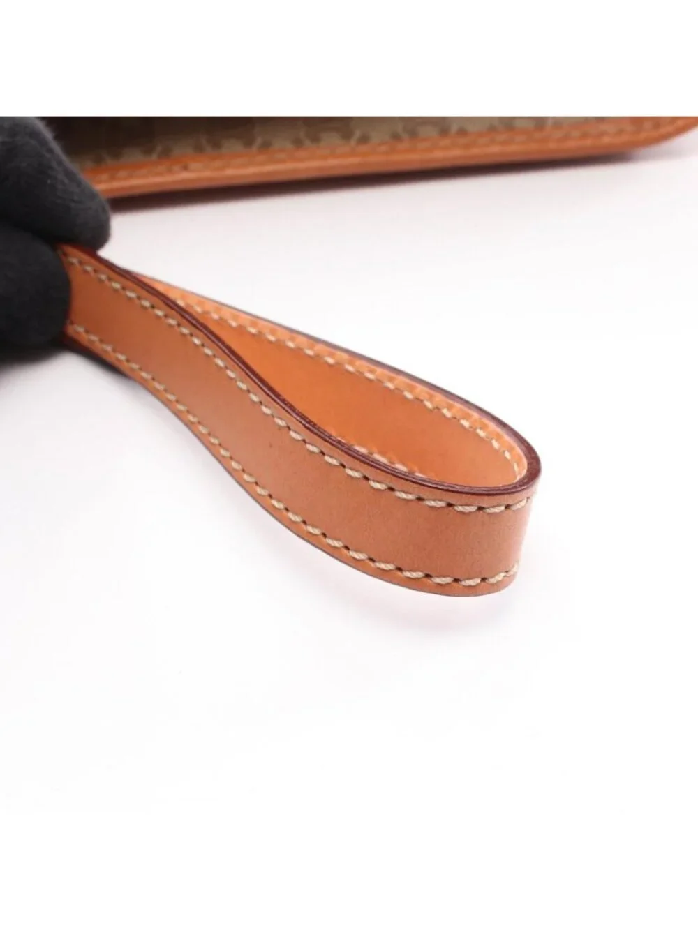 Celine Clutch Macadam Beige Brown Canvas Leather Second
